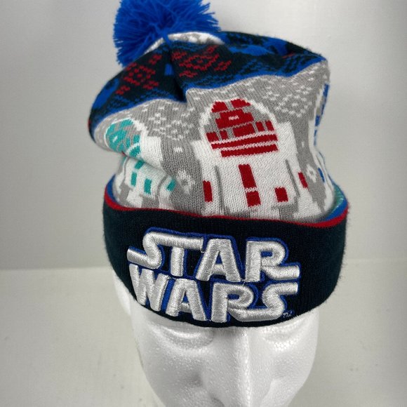 Star Wars R2d2 Beanie Winter Hat Blue 